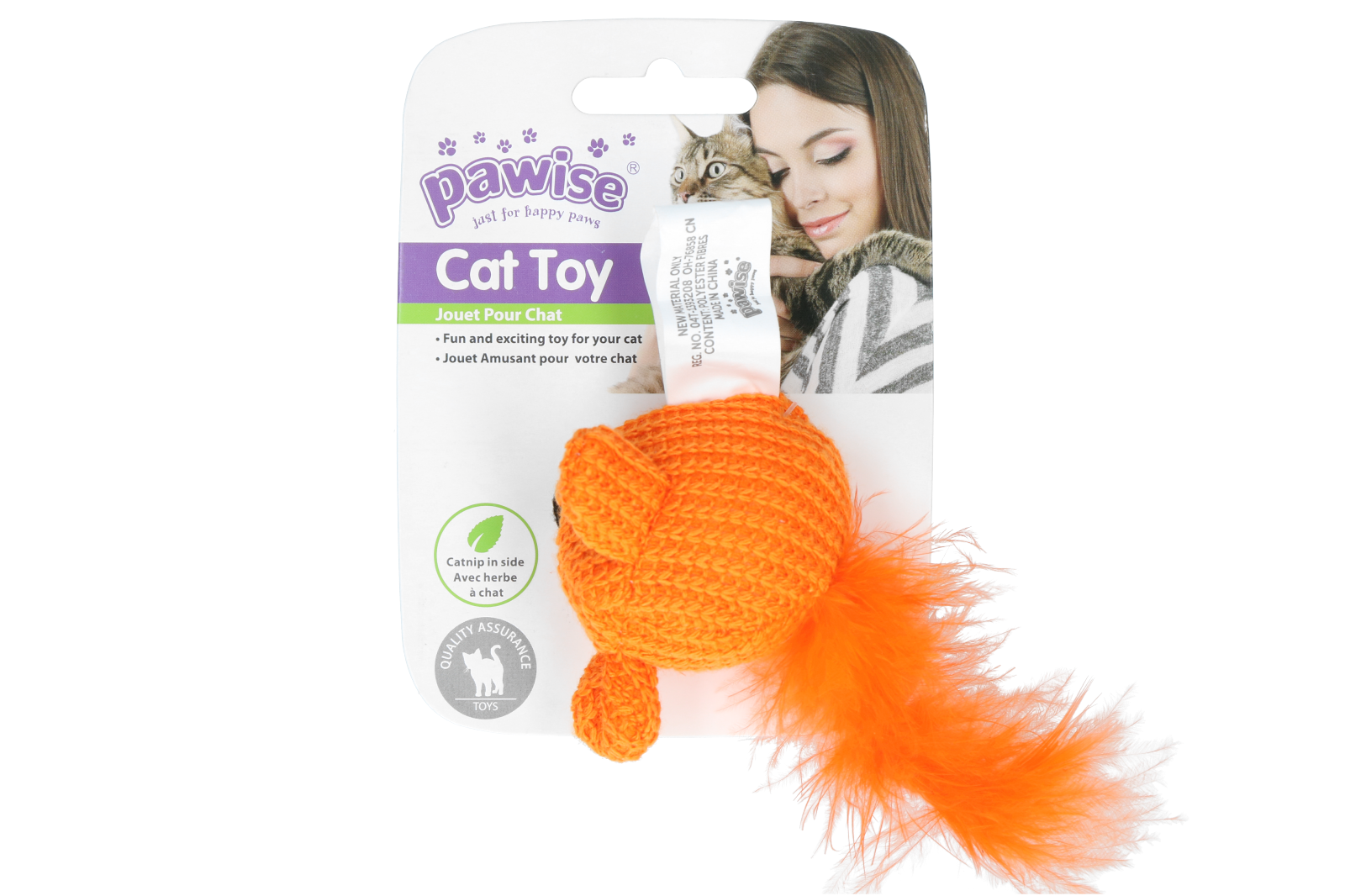 Pawise Katzenspielzeug Maus, Wolle, Catnip, Federn, 14 cm