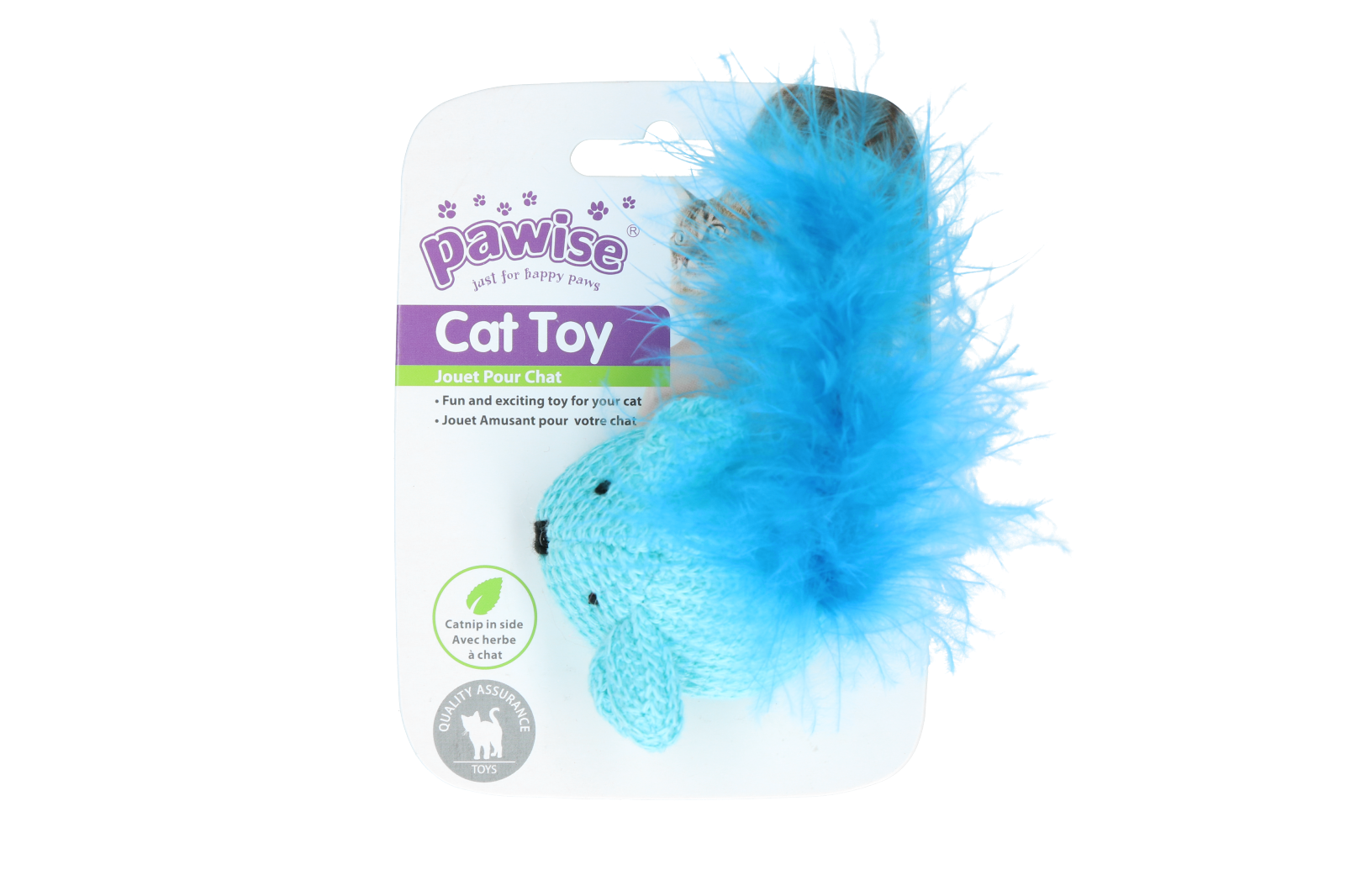 Pawise Katzenspielzeug Maus, Wolle, Catnip, Federn, 14 cm
