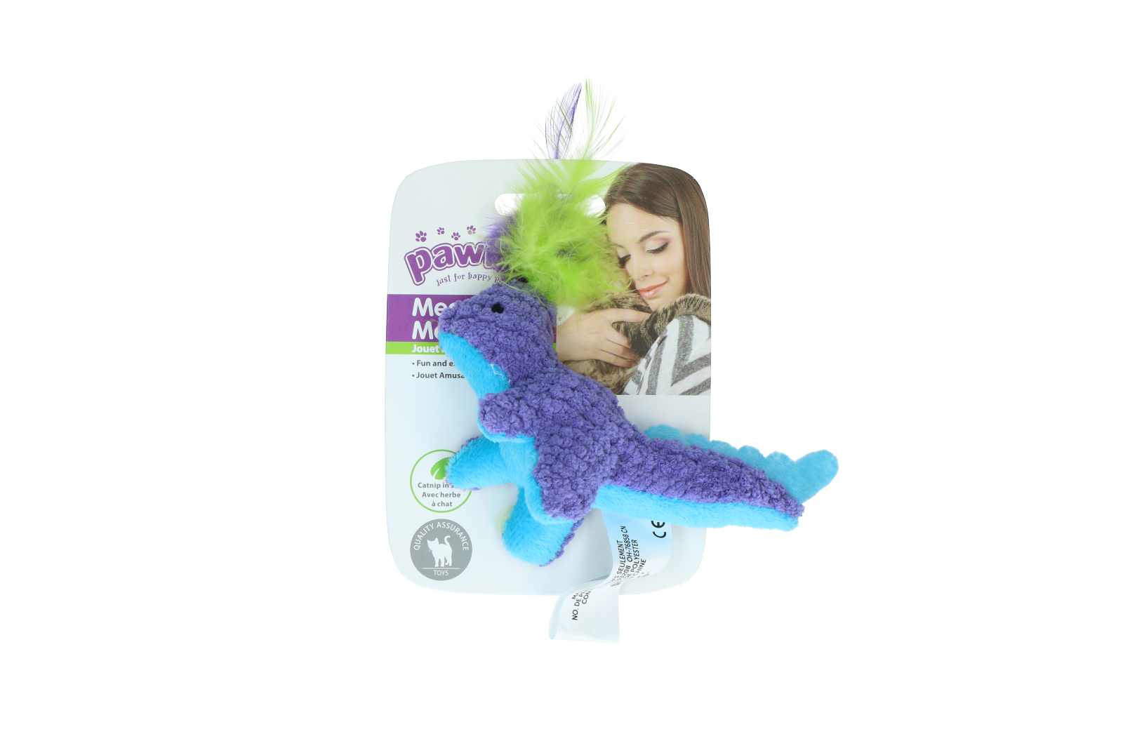 Pawise Katzenspielzeug, Dinosaurier, Plüsch, Catnip, Federn, 12 x 12 cm