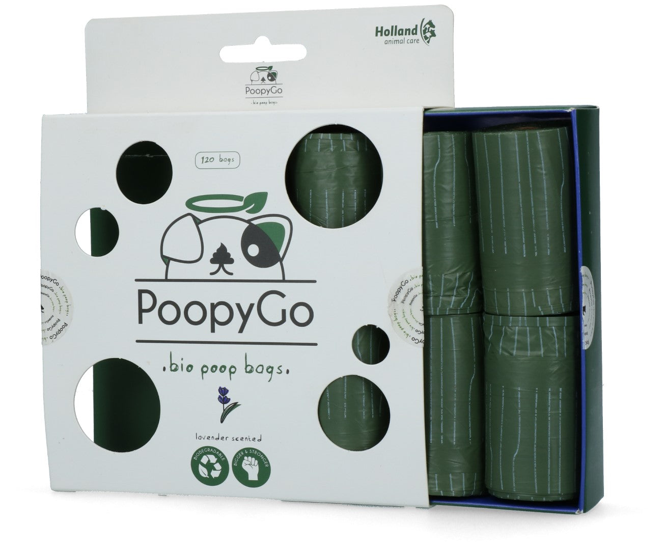 PoopyGo Hundekotbeutel, biologisch abbaubar, Lavendelduft, 21 x 33 cm, 120 St.