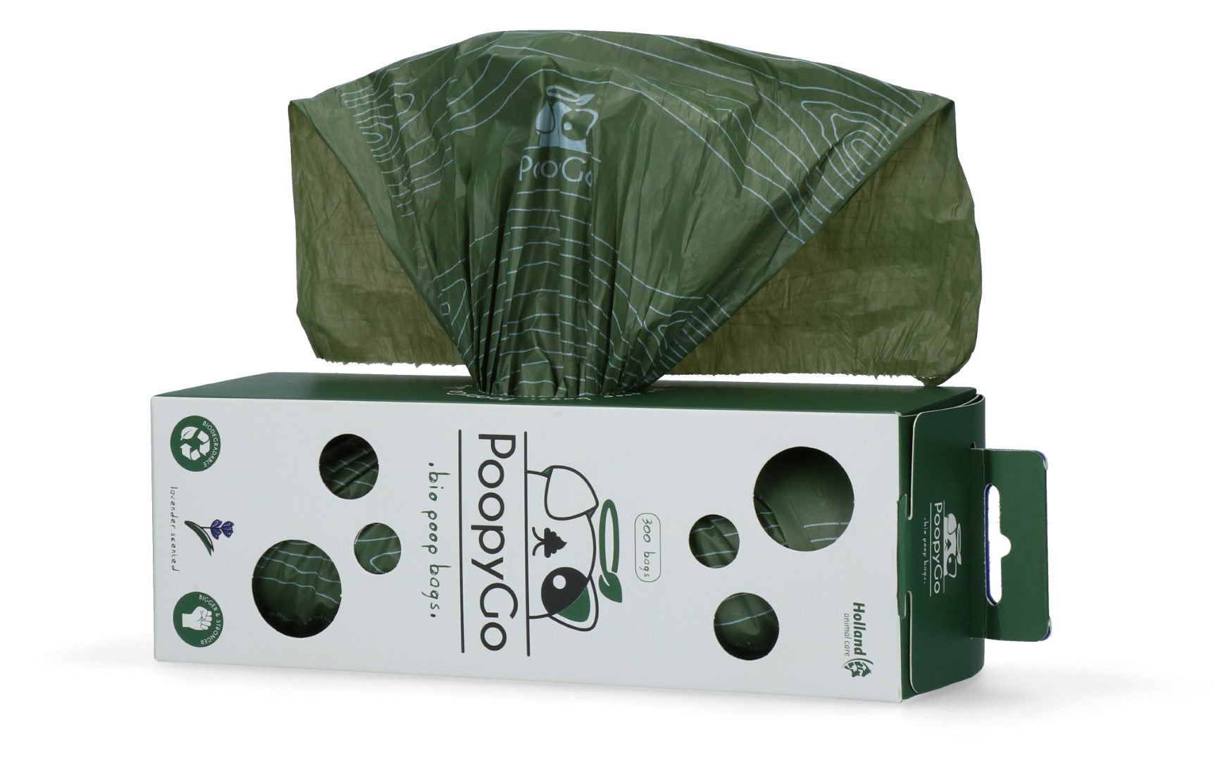 PoopyGo Hundekotbeutel, biologisch abbaubar, Lavendelduft, 21 x 33 cm, 300 Stk