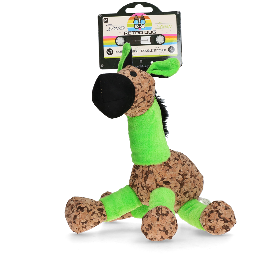 Retro Dog Hundespielzeug Donkey, grün, M, 26 x 33 cm, mit Quietscher