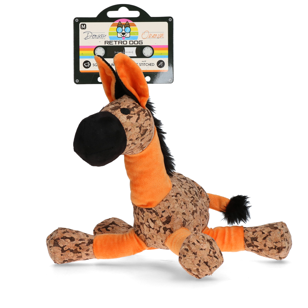 Retro Dog Hundespielzeug Donkey, Orange, Größe M, 26 x 33 cm
