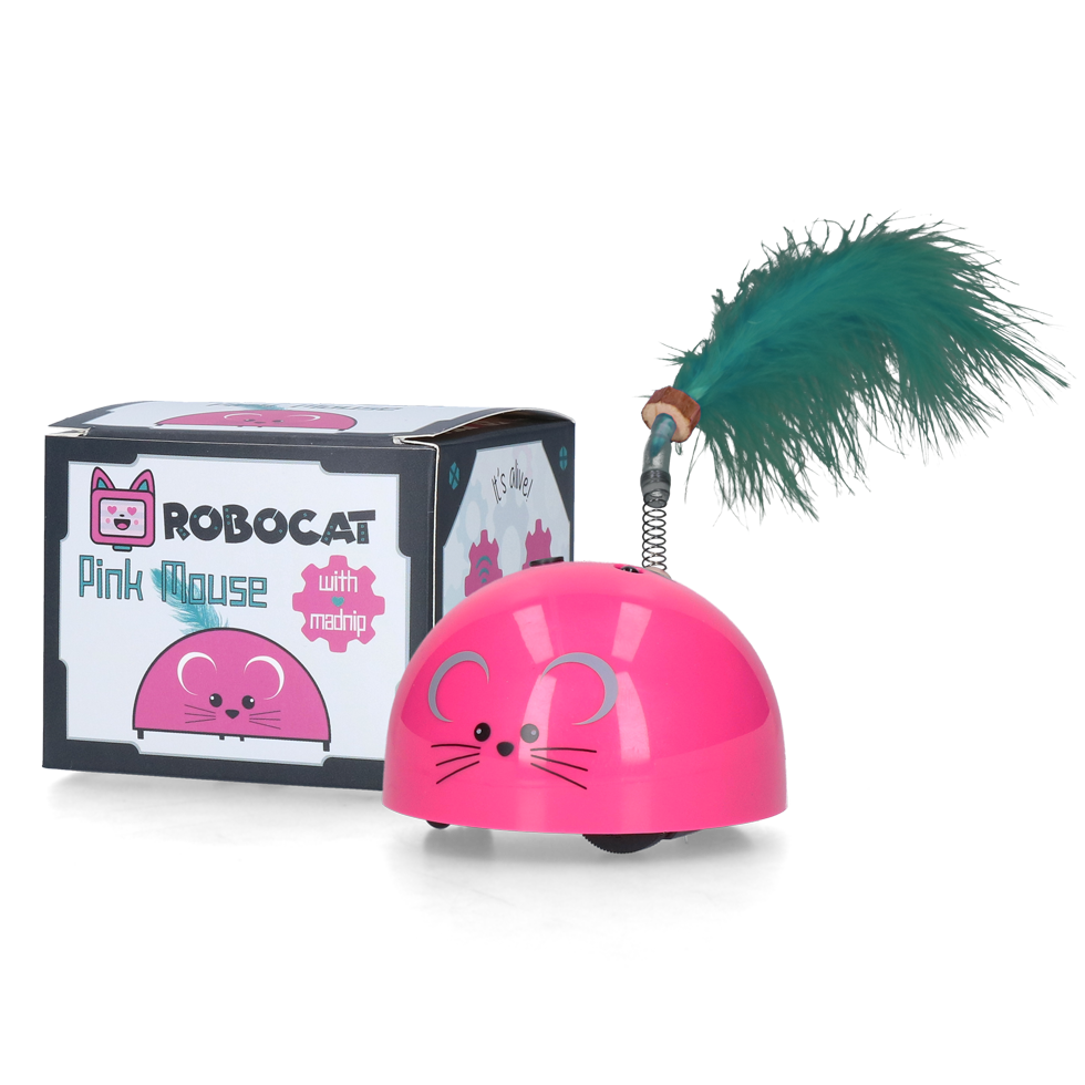 Robocat Katzenspielzeug Maus, interaktiv, Bewegungssensor, MADNIP, mit Beleuchtung, rosa