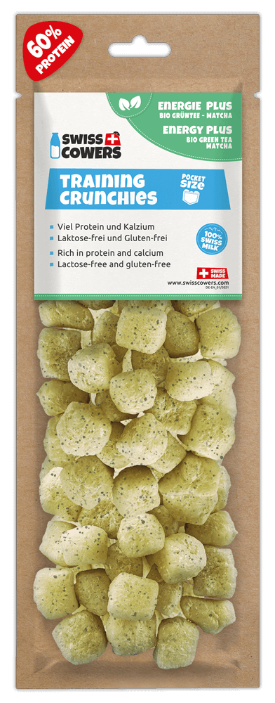 SwissCowers Cheese Crunchies Training Energy Plus mit Bio-Grüntee, Ø 1,5 cm, 30 Stk