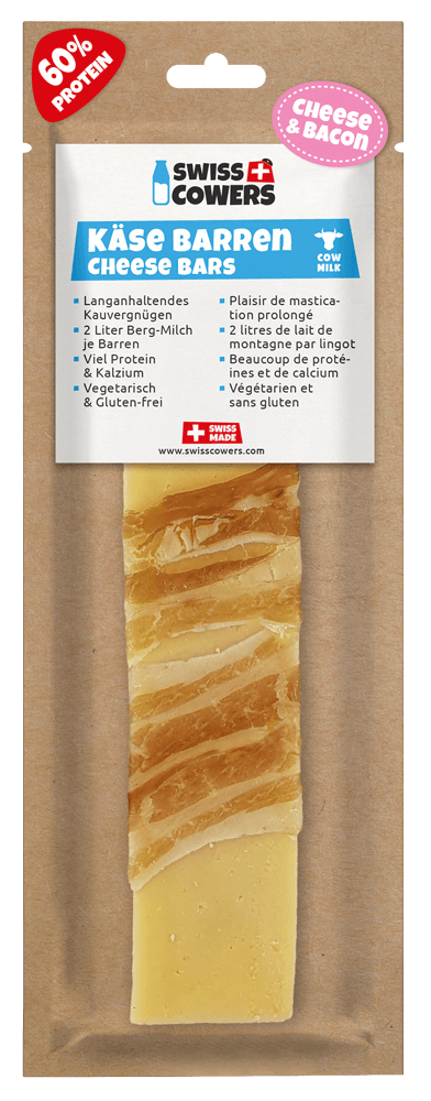 SwissCowers Käsestick für Hunde – mit Bacon 80g