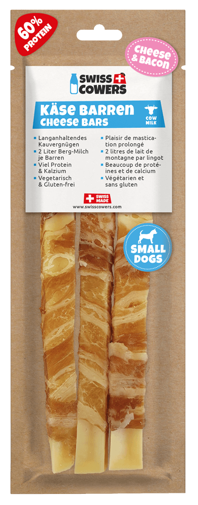 SwissCowers Käsestick für Hunde – mit Bacon 80g