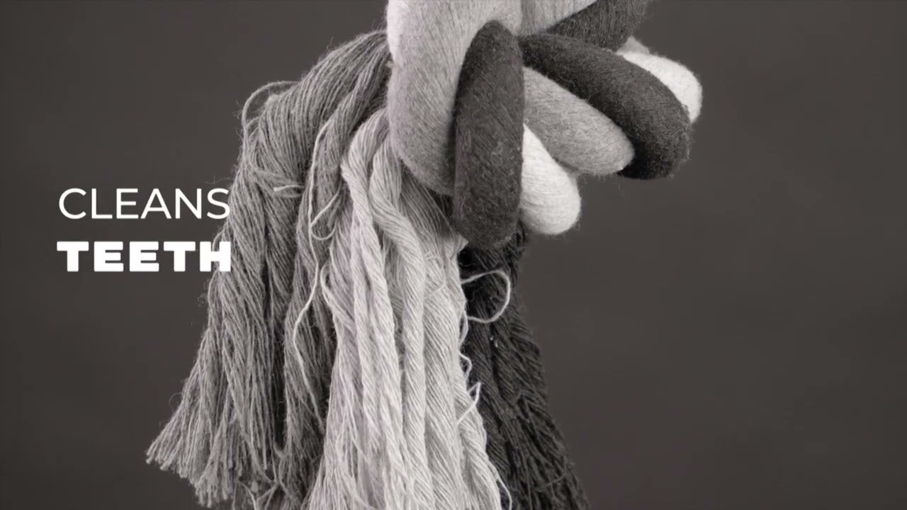 Dental Hundespielzeug Seil, 3 Knoten, Baumwolle, 55 cm